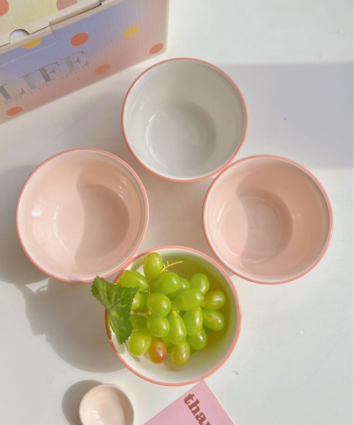 リボン柄ピンク陶器ボウル6個セット pure ribbon ボウル（食器）｜Made in I（メイドインアイ）の