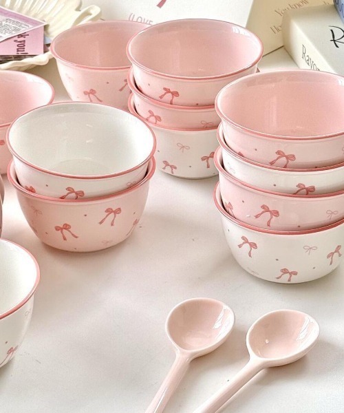 Made in I（メイドインアイ）の「pure ribbon ボウル（食器・レディース・ホワイト/ピンク・FREE）」の13枚目の写真