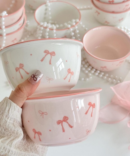 Made in I（メイドインアイ）の「pure ribbon ボウル（食器・レディース・ホワイト/ピンク・FREE）」の11枚目の写真