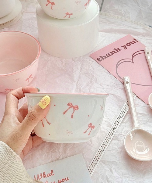 Made in I（メイドインアイ）の「pure ribbon ボウル（食器・レディース・ホワイト/ピンク・FREE）」の18枚目の写真