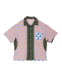 PHINGERIN / フィンガリン COMBI JERSEY OP SHIRT 総柄 切り替え 半袖シャツ
