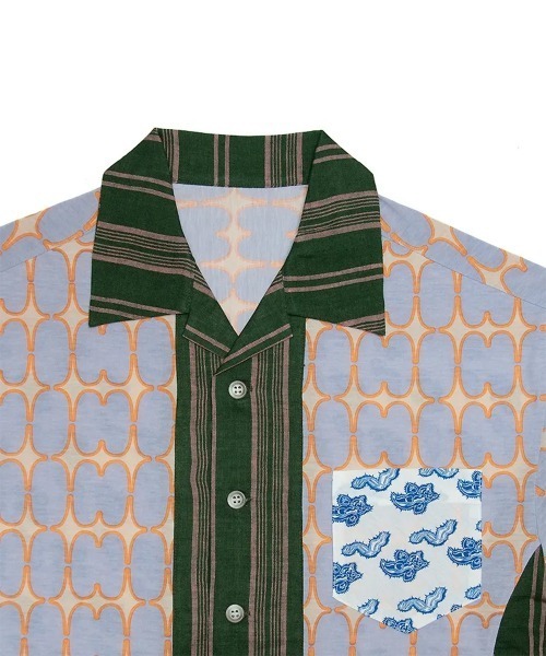 PHINGERIN(フィンガリン)の「PHINGERIN / フィンガリン COMBI JERSEY OP SHIRT 総柄 切り替え 半袖シャツ(シャツ/ブラウス・メンズ・パープル・LARGE)」の4枚目の写真
