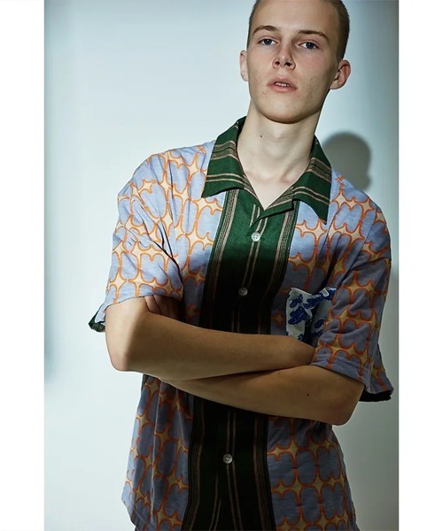 PHINGERIN(フィンガリン)の「PHINGERIN / フィンガリン COMBI JERSEY OP SHIRT 総柄 切り替え 半袖シャツ(シャツ/ブラウス・メンズ・パープル・LARGE)」の7枚目の写真