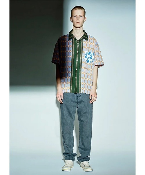 PHINGERIN(フィンガリン)の「PHINGERIN / フィンガリン COMBI JERSEY OP SHIRT 総柄 切り替え 半袖シャツ(シャツ/ブラウス・メンズ・パープル・LARGE)」の8枚目の写真