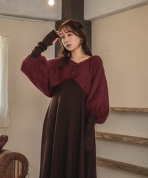 shaggy bolero set volume sleeve onepiece / シャギーボレロセットボリュームスリーブワンピース