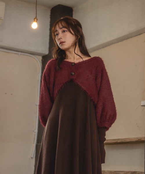 mideal(マイディール)の「shaggy bolero set volume sleeve onepiece / シャギーボレロセットボリュームスリーブワンピース(ワンピース・レディース・グレー/ボルドー・FREE)」の13枚目の写真
