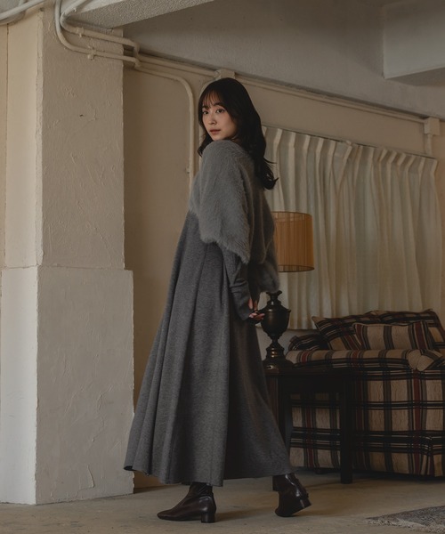 mideal シャギーボレロセットワンピース セール】shaggy bolero set volume sleeve onepiece / シャギーボレロ