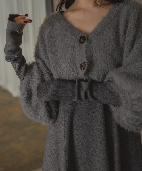mideal(マイディール)の「shaggy bolero set volume sleeve onepiece / シャギーボレロセットボリュームスリーブワンピース(ワンピース・レディース・グレー/ボルドー・FREE)」の20枚目の写真