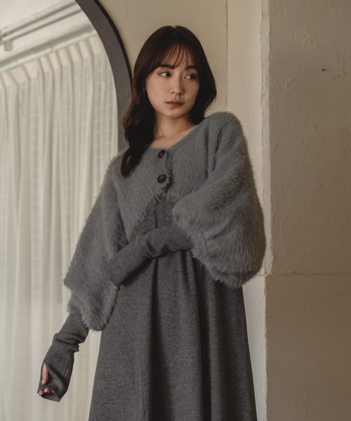 セール】shaggy bolero set volume sleeve onepiece / シャギーボレロ