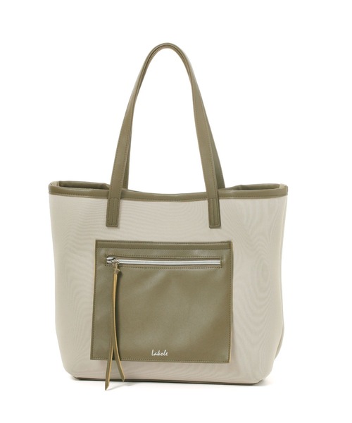 LAKOLE（ラコレ）の「ネオプレーンフロントポケットトートバッグ3 / 253209（トートバッグ・レディース・ブラック/オフホワイト/カーキ・FREE）」の3枚目の写真