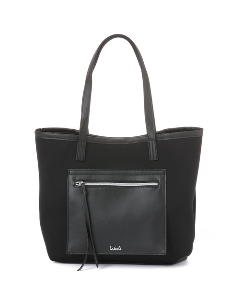 LAKOLE（ラコレ）の「ネオプレーンフロントポケットトートバッグ3 / 253209（トートバッグ・レディース・ブラック/オフホワイト/カーキ・FREE）」の4枚目の写真