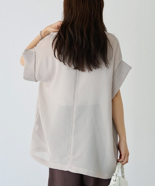 LAVEANGE（ラビアンジェ）の「【洗える】メッシュハーフスリーブジャケット（テーラードジャケット・レディース・ブラック/ベージュ/ネイビー・M/LL/3L/4L/5L）」の19枚目の写真