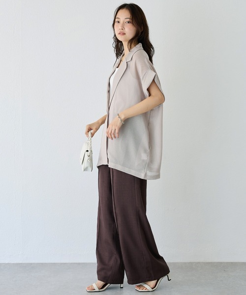 LAVEANGE（ラビアンジェ）の「【洗える】メッシュハーフスリーブジャケット（テーラードジャケット・レディース・ブラック/ベージュ/ネイビー・M/LL/3L/4L/5L）」の22枚目の写真