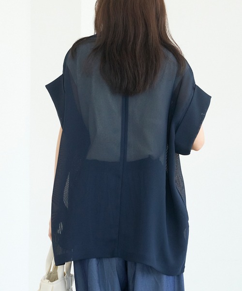 セール】【洗える】メッシュハーフスリーブジャケット