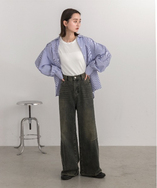 ad thie(アドティエ)の「ニータック ルーズフィットデニム(デニムパンツ・レディース・ブルー/ライトブルー・SMALL/MEDIUM)」の21枚目の写真