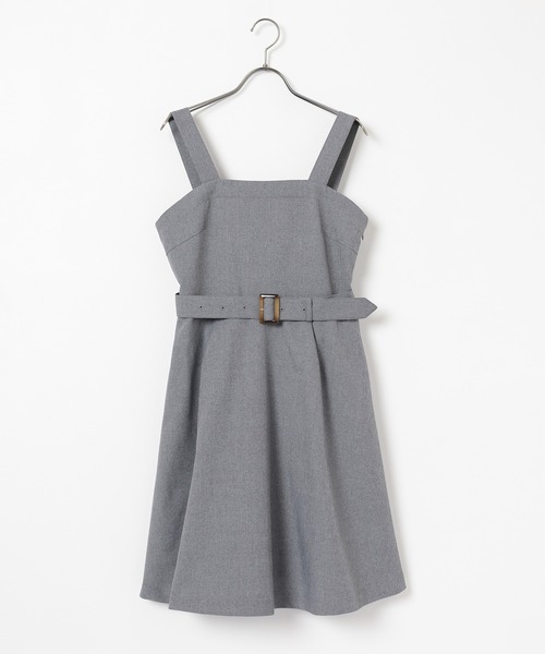 Honeys(ハニーズ)の「ベルト付ミニジャンスカ(ジャンパースカート・レディース・ベージュ/ミント/杢グレー/ブラック・L/M/S/SS)」の19枚目の写真