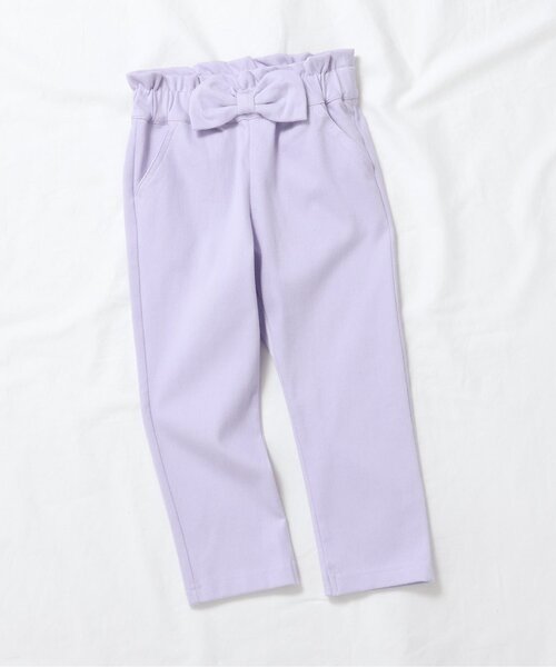 apres les cours（アプレレクール）の「【WEB限定/ジュニア対応】ウエストリボンニットツイルパンツ（その他パンツ・キッズ・ブルー/ラベンダー/チェック/ネイビー・120/110/100/90/130/80/140）」の3枚目の写真