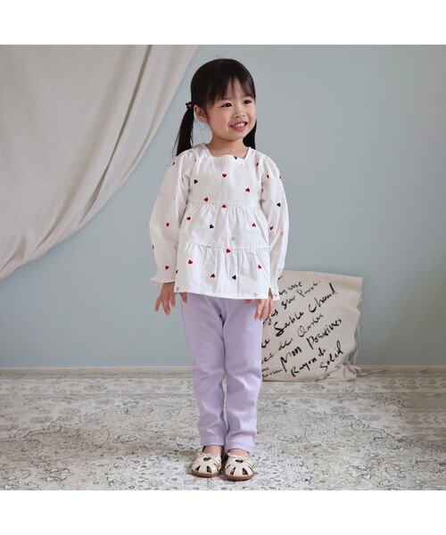 apres les cours（アプレレクール）の「【WEB限定/ジュニア対応】ウエストリボンニットツイルパンツ（その他パンツ・キッズ・ブルー/ラベンダー/チェック/ネイビー・120/110/100/90/130/80/140）」の18枚目の写真