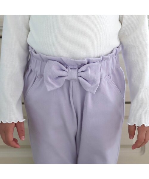 apres les cours（アプレレクール）の「【WEB限定/ジュニア対応】ウエストリボンニットツイルパンツ（その他パンツ・キッズ・ブルー/ラベンダー/チェック/ネイビー・120/110/100/90/130/80/140）」の21枚目の写真