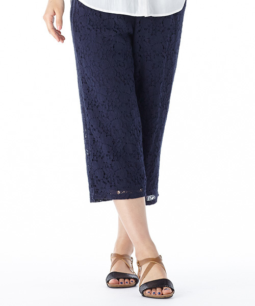 IEDIT(イディット)の「【股下丈が選べる】ララ・ステラ パンツスタイルをフェミニンにする レースガウチョパンツ (その他パンツ・レディース・ワインレッド/ブラック/ネイビー・3/1/4/10/2/9/5/7/8/6)」の3枚目の写真
