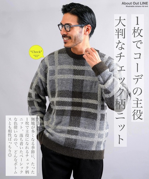jiggys shop(ジギーズショップ)の「モヘア調ジャカードチェックニットセーター(ニット/セーター・メンズ・グレー/ブラック・SMALL/MEDIUM/LARGE)」の17枚目の写真