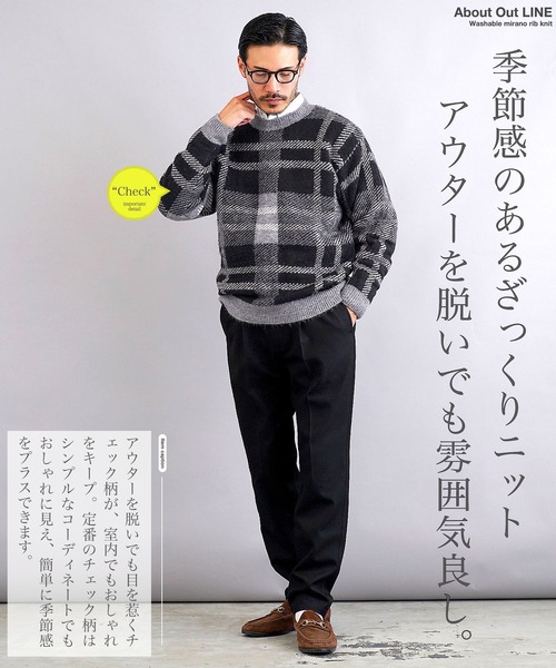 jiggys shop(ジギーズショップ)の「モヘア調ジャカードチェックニットセーター(ニット/セーター・メンズ・グレー/ブラック・SMALL/MEDIUM/LARGE)」の15枚目の写真