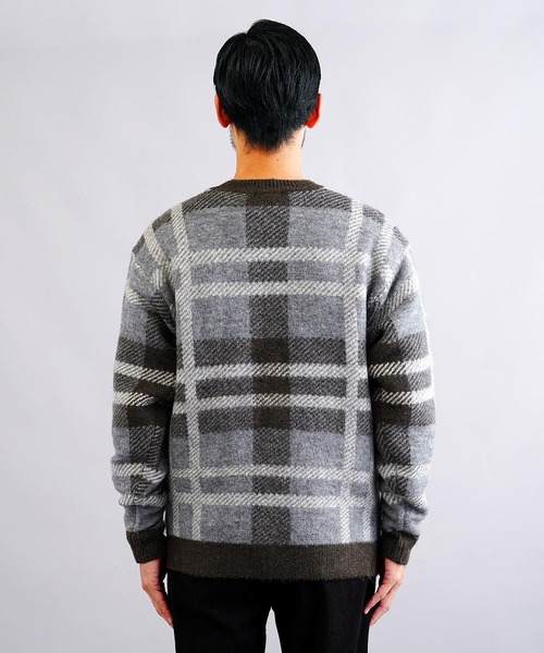 jiggys shop(ジギーズショップ)の「モヘア調ジャカードチェックニットセーター(ニット/セーター・メンズ・グレー/ブラック・SMALL/MEDIUM/LARGE)」の6枚目の写真