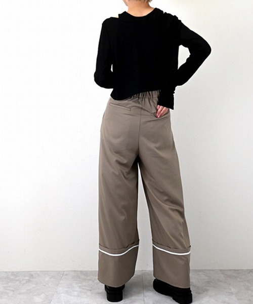 STYLEBLOCK（スタイルブロック）の「ツイルターンバックパンツ（その他パンツ・レディース・グレイッシュベージュ/ブラック/チャコールグレー/ライトグレー・M）」の8枚目の写真