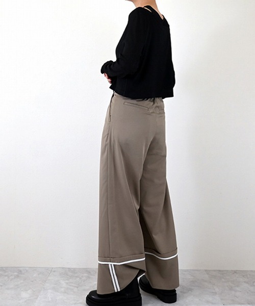 STYLEBLOCK（スタイルブロック）の「ツイルターンバックパンツ（その他パンツ・レディース・グレイッシュベージュ/ブラック/チャコールグレー/ライトグレー・M）」の9枚目の写真