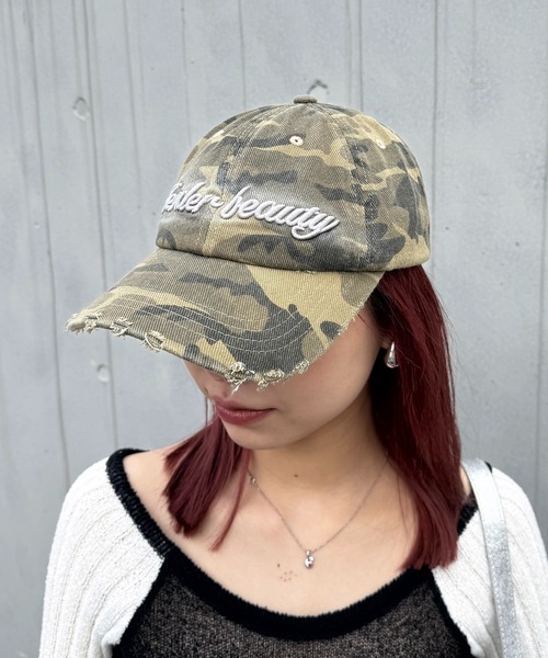 SPIRALGIRL(スパイラルガール)の「カモフラダメージロゴキャップ(キャップ・レディース・ピンク系/カーキ系/グレー系・FREE)」の2枚目の写真