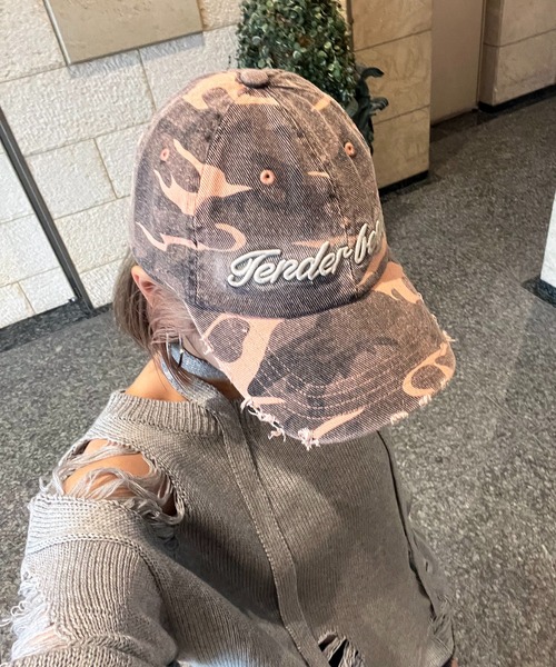 SPIRALGIRL(スパイラルガール)の「カモフラダメージロゴキャップ(キャップ・レディース・ピンク系/カーキ系/グレー系・FREE)」の3枚目の写真
