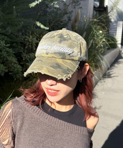 SPIRALGIRL(スパイラルガール)の「カモフラダメージロゴキャップ(キャップ・レディース・ピンク系/カーキ系/グレー系・FREE)」の7枚目の写真