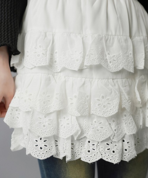 SPINNS（スピンズ）の「レースティアードミニスカート/スカパン/インナーパンツ付き（スカート・レディース・ホワイト/ブラック/アイボリー・ONESIZE）」の6枚目の写真