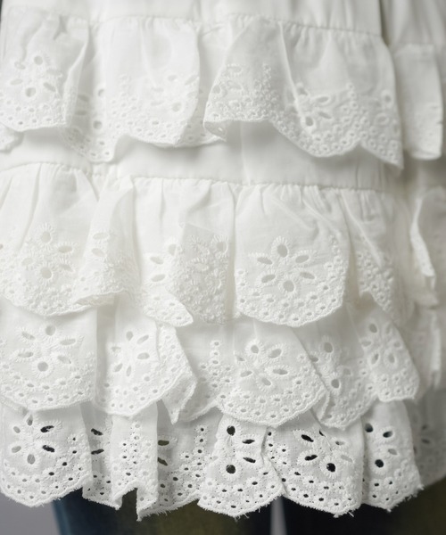 SPINNS（スピンズ）の「レースティアードミニスカート/スカパン/インナーパンツ付き（スカート・レディース・ホワイト/ブラック/アイボリー・ONESIZE）」の5枚目の写真