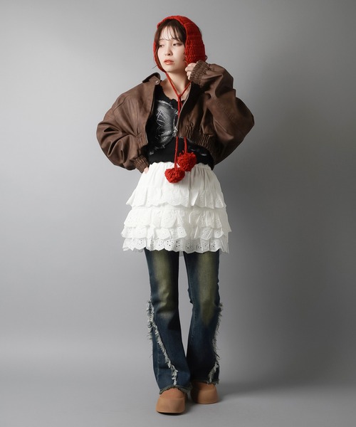 SPINNS（スピンズ）の「レースティアードミニスカート/スカパン/インナーパンツ付き（スカート・レディース・ホワイト/ブラック/アイボリー・ONESIZE）」の10枚目の写真