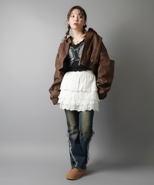 SPINNS（スピンズ）の「レースティアードミニスカート/スカパン/インナーパンツ付き（スカート・レディース・ホワイト/ブラック/アイボリー・ONESIZE）」の16枚目の写真