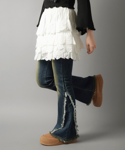 SPINNS（スピンズ）の「レースティアードミニスカート/スカパン/インナーパンツ付き（スカート・レディース・ホワイト/ブラック/アイボリー・ONESIZE）」の18枚目の写真