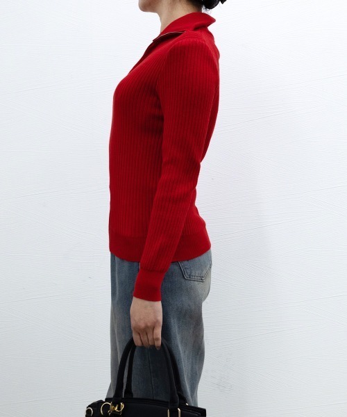 Miniministore(ミニミニストア)の「ニットトップス ハーフジップ 春秋冬(ニット/セーター・レディース・ブラック/ブラウン/レッド/ホワイト・FREE)」の6枚目の写真