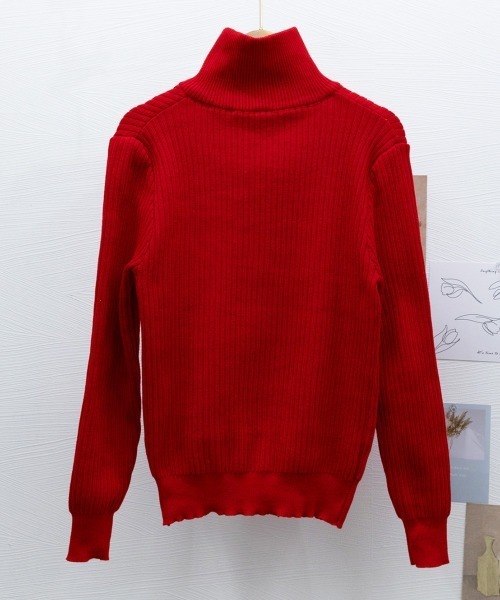 Miniministore(ミニミニストア)の「ニットトップス ハーフジップ 春秋冬(ニット/セーター・レディース・ブラック/ブラウン/レッド/ホワイト・FREE)」の10枚目の写真