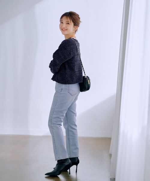 COHINA（コヒナ）の「ラメモールアイレットボーダーニット 【低身長・小柄女性】（ニット/セーター・レディース・ネイビー/パープル/ホワイト・ONE SIZE）」の11枚目の写真