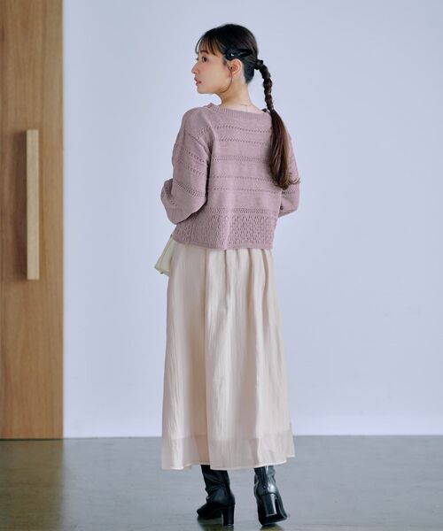 COHINA（コヒナ）の「ラメモールアイレットボーダーニット 【低身長・小柄女性】（ニット/セーター・レディース・ネイビー/パープル/ホワイト・ONE SIZE）」の15枚目の写真