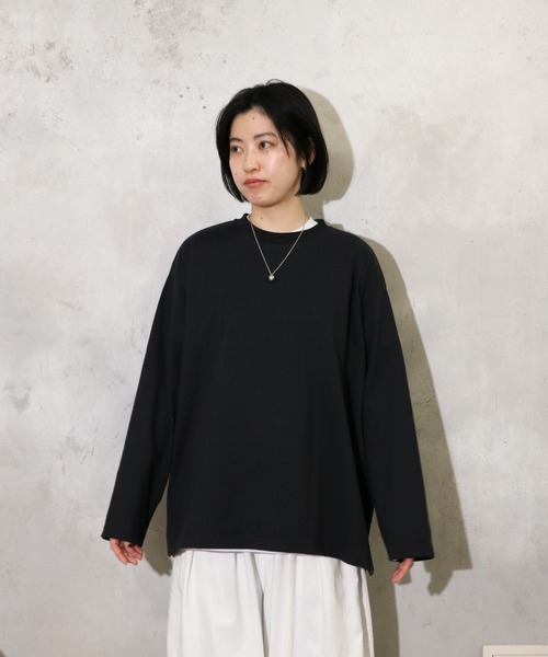 HARVESTY(ハーベスティ)の「HARVESTY / ハーベスティー JUMBO L/S TEE ジャンボ ロンT(Tシャツ/カットソー・レディース・ブラック/オフホワイト・1/2)」の8枚目の写真