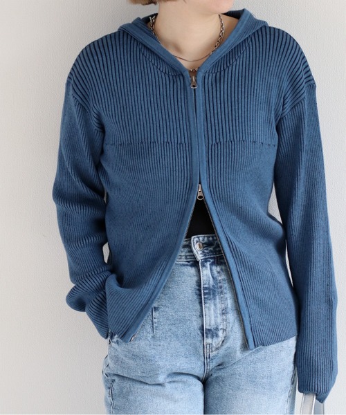 cepo(セポ)の「ニジュウス編みダブルジップパーカー(パーカー・レディース・ブルー/イエロー/ベージュ・M)」の2枚目の写真