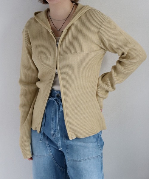 cepo(セポ)の「ニジュウス編みダブルジップパーカー(パーカー・レディース・ブルー/イエロー/ベージュ・M)」の4枚目の写真