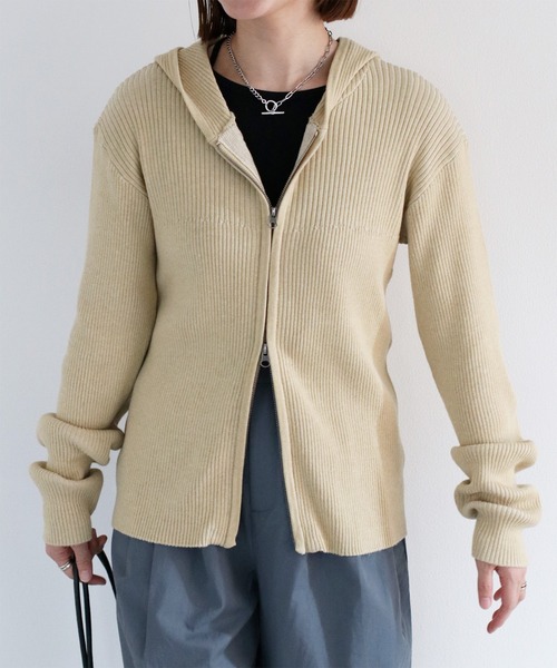 cepo(セポ)の「ニジュウス編みダブルジップパーカー(パーカー・レディース・ブルー/イエロー/ベージュ・M)」の9枚目の写真