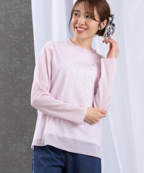 STUDIO PICONE（スタジオピッコーネ）の「ロール衿シアーニット（ニット/セーター・レディース・ライトブルー/イエロー/ピンク/ホワイト・M/L）」の20枚目の写真