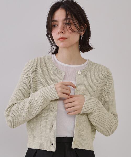 OPAQUE.CLIP（オペークドットクリップ）の「ラメヤーンニットカーディガン【洗濯機洗い可】（カーディガン/ボレロ・レディース・ブルー系5/シルバー系5/ゴールド系5・38/42/40）」の3枚目の写真