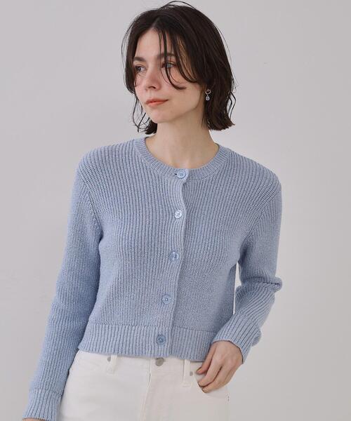 OPAQUE.CLIP（オペークドットクリップ）の「ラメヤーンニットカーディガン【洗濯機洗い可】（カーディガン/ボレロ・レディース・ブルー系5/シルバー系5/ゴールド系5・38/42/40）」の11枚目の写真