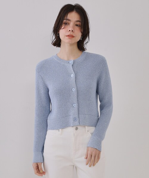 OPAQUE.CLIP（オペークドットクリップ）の「ラメヤーンニットカーディガン【洗濯機洗い可】（カーディガン/ボレロ・レディース・ブルー系5/シルバー系5/ゴールド系5・38/42/40）」の15枚目の写真