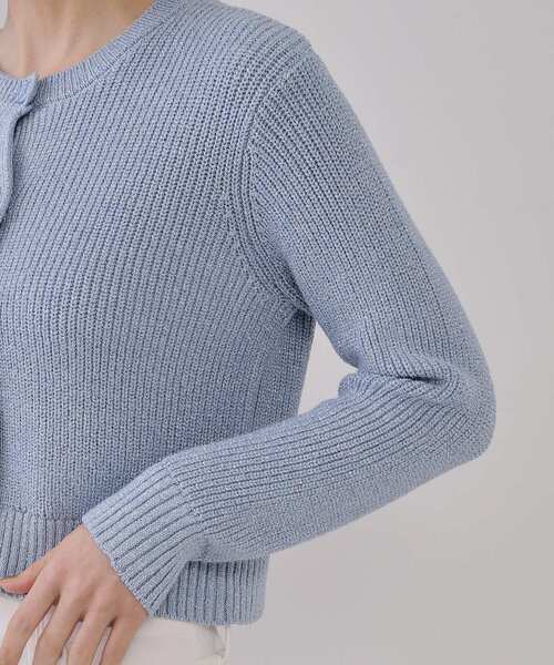 OPAQUE.CLIP（オペークドットクリップ）の「ラメヤーンニットカーディガン【洗濯機洗い可】（カーディガン/ボレロ・レディース・ブルー系5/シルバー系5/ゴールド系5・38/42/40）」の19枚目の写真